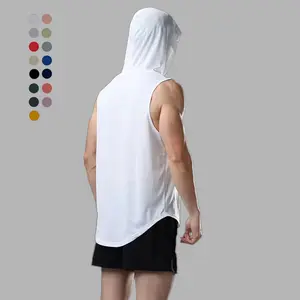Tengcai clothing Summer Gym Tank Tops Men's Quick-Drying Waistcoat Fitness Men's Basketball Training Hooded Vest Men