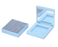 Scatola per ombretti magnetica con specchio, bestseller, multicolore, portatile, in plastica ABS, con finestra quadrata stampata UV, per cosmetici e trucco