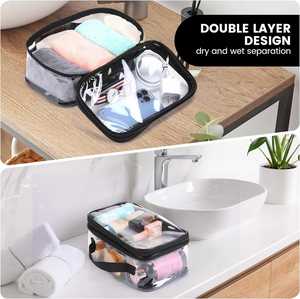 Large <b>Clear</b> Makeup Travel <b>Bags</b> for <b>Toiletries</b> Pouches Carry on Reusable,purse See-through Plastic Pvc Approved with Handle - Product Image 3