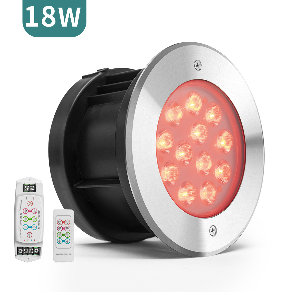18W DC24V SS316L RGB External Control Round Recessed Led Swimming Pool Underwater Lights