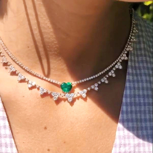 2023 regalo di san valentino sottile catena da <span class=keywords><strong>tennis</strong></span> <span class=keywords><strong>cuore</strong></span> rosso placcato oro ragazza <span class=keywords><strong>collana</strong></span> da donna - Product Image 1