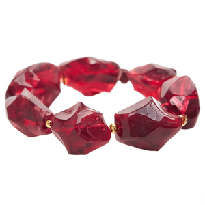 Fashion Beaded <b>Bracelet</b> <b>Red</b> Resin Gold Plated 316L Stainless Steel Sustainable Jewelry Women's Accessory - Product Image 2