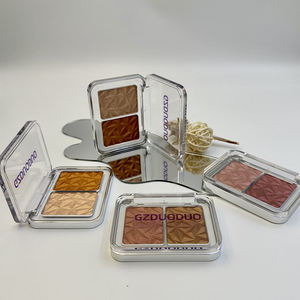 Venta al por mayor vegano crueldad libre 2 colores resaltador brillo polvo maquillaje paleta personalizado logotipo privado - Product Image 5