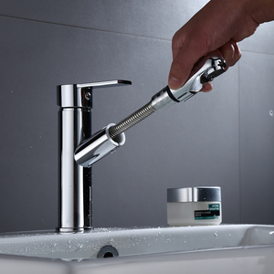 Hiện đại chậu tàu chìm tap tiện ích lỗ duy nhất phòng tắm bồn rửa vòi với pull out phun - Product Image 4