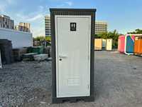 Toilettes portables modernes en acier galvanisé pour extérieur avec cuvette en céramique à chasse directe, cabine de toilettes préfabriquée pour espaces publics