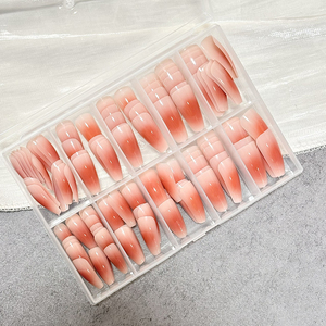 120 <span class=keywords><strong>faux</strong></span> <span class=keywords><strong>ongles</strong></span> à presser effet dégradé, brillants, forme cercueil moyenne, design <span class=keywords><strong>chic</strong></span> pour femmes, orange rouge, à porter, <span class=keywords><strong>faux</strong></span> <span class=keywords><strong>ongles</strong></span> - Product Image 5