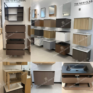 Mueble de Baño Flotante de Madera Contrachapada Pequeño, Montado en la Pared, con Lavabo de Cerámica y Espejo, Venta al Por Mayor de Fábrica - Product Image 3