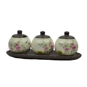 Tarro <span class=keywords><strong>de</strong></span> especias <span class=keywords><strong>de</strong></span> gres <span class=keywords><strong>de</strong></span> color marrón personalizado con soporte, contenedor <span class=keywords><strong>de</strong></span> condimentos <span class=keywords><strong>de</strong></span> cerámica para Cocina - Product Image 1