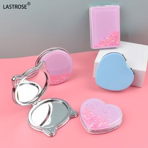 Portable Single-Sided Mini Lighted Magnifying <b>Makeup</b> Mirror Sparkling Quicksand Glitter Effect Round Flip Cosmetic <b>Tool</b> - Product Image 4