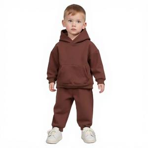 Ensemble de survêtement deux pièces pour garçons grande taille, automne, avec sweat à capuche et pantalon de jogging, 100% coton respirant, coupe-vent, imprimé délavé à l'acide - Product Image 1