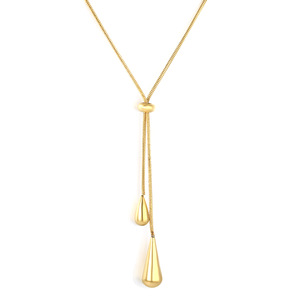 สร้อยคอปรับระดับได้รูปหยดน้ำสแตนเลสสตีล ชุบทอง 18k แฟชั่นโซ่คล้องไหปลาร้า เครื่องประดับสำหรับงานปาร์ตี้ - Product Image 5