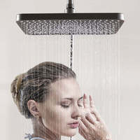 Ensemble de robinetterie de douche murale en laiton avec barre coulissante, pommeau de douche carré effet pluie et jet doux, valve en céramique pour hôtel, villa, appartement