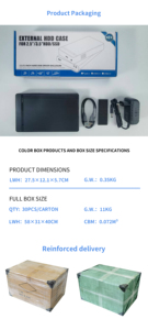 กล่องใส่ฮาร์ดดิสก์ความเร็วสูง USB 3.0 ขนาด 2.5/3.5 นิ้ว SATA สำหรับฮาร์ดดิสก์ภายนอก ขนาด 2.5" และ 3.5" - Product Image 6
