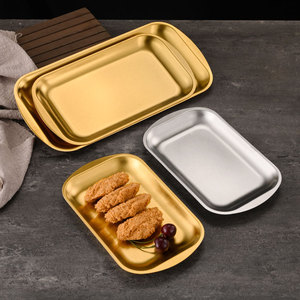 ถาดสี่เหลี่ยมสแตนเลสสตีลสไตล์เกาหลี 304 สำหรับร้านกาแฟ บาร์บีคิว ถาดเสิร์ฟ - Product Image 3