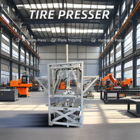 Machine d'emballage automatique à triple pneu pour pneus de camion Presse hydraulique peu encombrante avec composants de noyau de roulement de moteur de pompe en acier