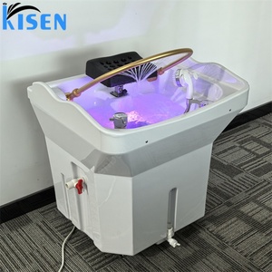 Kisen Eco-Friendly <b>Head</b> Spa Basin Lightweight Portable Japanese <b>Style</b> Design Shampoo Sink Salon Mobile Bowl with 60L Water tank - Product Image 2