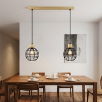 Lámpara Colgante LED Moderna de 220 Voltios para Bar o Cafetería 2022, Lámpara Colgante Moderna de Metal y Madera para Sala de Estar