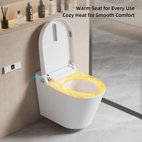 WC intelligent suspendu avec bidet intégré, siège chauffant, panneau de commande LED, chasse d'eau automatique, gain de place, toilettes intelligentes sans bride