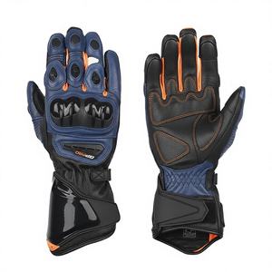 Gants de moto de course d'hiver à doigts complets en cuir respirant avec poignées et protège-poings rigides pour un usage quotidien - Product Image 1