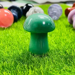 Wholesale Natural Crafts Hand Green Aventurine Jade Stone Mushroom Crystals Decorate Holiday Gifts