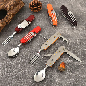 Customized portable knife fork spoon stainless steel camping utensil set outdoor folding camping cutlery knife set - Product Image 1