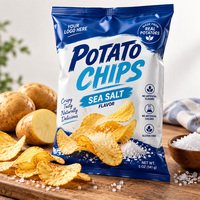 Sacs en plastique personnalisés imprimés brillants de qualité alimentaire avec soudure arrière pour chips, snacks croustillants, pop-corn et cacahuètes