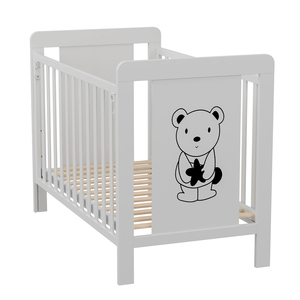 Cuna de Madera de Lujo con Ilustración de Oso, Barandilla Desmontable, Cuna para <span class=keywords><strong>Dormir</strong></span> Junto a los Padres, Altura Ajustable, Diseño Minimalista para Guardería, Pedido al por Mayor - Product Image 2