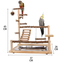 Perchoirs pour oiseaux en bois naturel écologiques, aire de jeux, tour d'escalade, jouets pour oiseaux avec 2 mangeoires en acier inoxydable