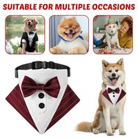 Accessoire de fête de mariage : Nœud papillon rayé style costume avec boucle réglable pour chiens de taille moyenne à grande, collier bandana de smoking pour chien