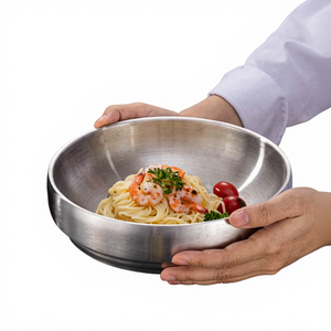 DS132 Double Layer Stainless Steel Rice <b>Bowls</b> Heat Insulated Eco-Friendly <b>Mixing</b> <b>Bowls</b> for Party Kitchen Use - Product Image 1