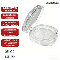 Boîtier à poudre libre transparent carré-rond vide avec miroir, conteneur cosmétique portable avec tamis pour emballage de maquillage