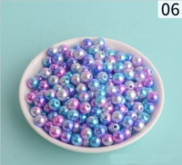 Perles rondes bleu marine et argentées ombrées avec trou, perles d'imitation ABS pour la fabrication de bijoux DIY, colliers, vente en gros
