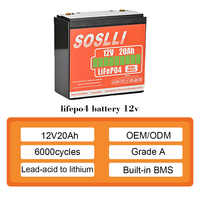 Batterie au lithium solaire 12V 6Ah 15Ah 17Ah 18Ah 22Ah 24Ah 38Ah 50Ah 70Ah 90Ah Batterie UPS Batterie Lifepo4 12V 20Ah Batterie au lithium