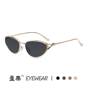 แว่นตากรอบเล็กแว่นกันแดดทรงแคทอายโลหะ UV400 แว่นกันแดดแฟชั่นสตรี - Product Image 1
