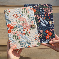 Carnet de notes de poche à couverture rigide imprimé UV en PVC/papier à feuilles mobiles en spirale, broderie florale A6 de haute qualité