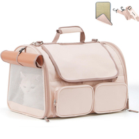 Sac de transport souple en nylon pour animaux de compagnie avec ventilation sur 4 côtés, grande fenêtre de visualisation, transporteur portable pour chat avec laisse de sécurité pour petits animaux