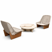 Ensemble de meubles d'extérieur modernes et durables de style farmhouse, chaise en rotin, bois de teck, jardin, patio, cour, balcon, hôtel, villa, imperméable
