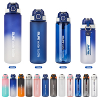 Bouteille d'eau sport en Tritan avec marqueur de temps motivant dégradé, plusieurs capacités 21oz/32oz, sans BPA, compatible lave-vaisselle, personnalisable