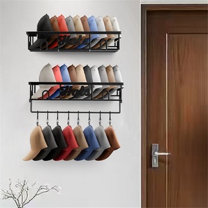 Modern Wood Wall Mounted Living Room <b>Baseball</b> <b>Cap</b> <b>Storage</b> Rack Partitioned Organized No Need Punching Single Tier Portable - Product Image 3