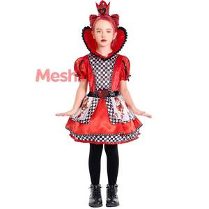 Disfraz de Halloween para Niñas, Vestido de Reina de Corazones con Falda Abultada para Representaciones Teatrales Infantiles - Product Image 1