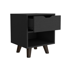 Nightstand Carleen Black Bedroom <b>Storage</b> <b>Drawer</b> Shelf Furniture - Product Image 2
