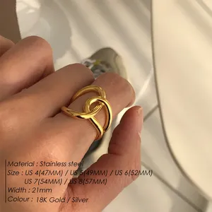 <span class=keywords><strong>Кольцо</strong></span> eManco Creative Weave Cross Open Ring Bow, простое <span class=keywords><strong>металлическое</strong></span> <span class=keywords><strong>кольцо</strong></span> <span class=keywords><strong>для</strong></span> женщин из нержавеющей стали с золотым покрытием, модные ювелирные украшения. - Product Image 2