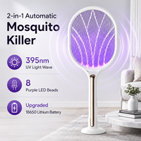 Raquette anti-moustiques électrique UV rechargeable, lampe tue-insectes, base automatique, portable, ABS, usage domestique, intérieur, sûre, couverture 20-50m