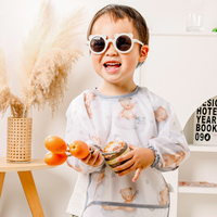 Bavoirs réutilisables pour bébé Happyflute, imperméables, écologiques, lavables, en polyester, avec fermeture pratique à boucle et crochets, service OEM, impressions personnalisées