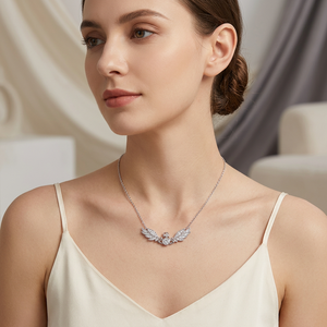 Collar con Colgante de Saturno Alado Brillante, Chapado en Platino con Alas Pavé y Bordes Pulidos, Joyería Estética Punk de Moda, Regalo - Product Image 5