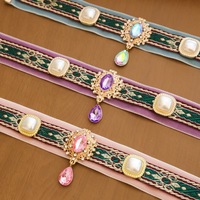 Colliers pour animaux de compagnie : petits chiens et chats, style ethnique, diamants d'eau, perles et pierres précieuses, décorations rétro pour chats, mariage