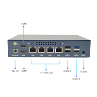 PC industriel sans ventilateur 4 LAN, routeur logiciel, processeur Intel i5/i7 (4e/5e génération), concentrateur Gigabit pour applications de bureau et serveurs réseau
