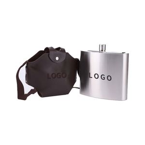 Gourde à whisky en cuir de style occidental, portable, 18 oz, avec housse en cuir marron, en acier inoxydable, idéale pour les cadeaux - Product Image 2