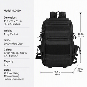 Sac à dos tactique LUPU 33L, Oxford 900D, sac à dos Molle, imperméable, souple, pour la randonnée, le camping, les activités de plein air - Product Image 5