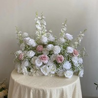 Décorations de réception de mariage modernes de luxe de haute qualité, fournitures d'arrangements floraux pour fêtes d'anniversaire, allée en soie blanche et verte